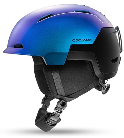 Odoland Casco de Esquí para Hombres Mujeres y Jóvenes, Casco de Snowboard Rueda Ajustable, Excelente Ventilación, Cascos Deportivos para Esquí Patinaje Snowboard, Azul Marino