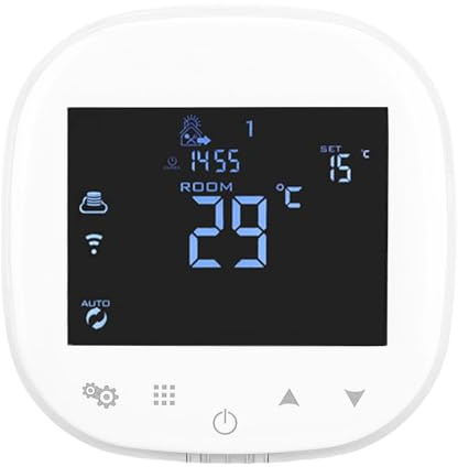 RiToEasysports Smart termostat, minimal rymddesign, exakt temperaturreglering, realtidskontroll via app, justera temperaturen när som helst, var som helst, lämplig för hem och kontor,