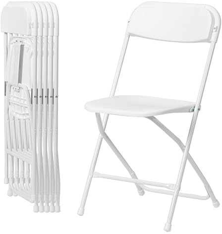 Winlice Plastic Folding Chairs Set of 6, Suitable for Home, Balcony, Garden, Patio,Party Event Outside Entertaining, 350 LBS Capacity,White