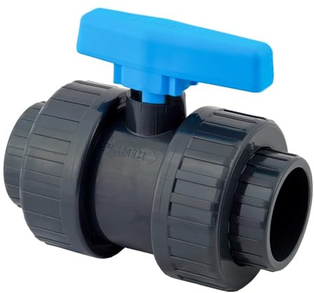 Vanne piscine à sphère, double union diamètre 50 mm