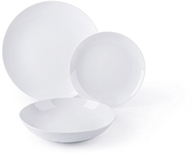 Excelsa Coup Servizio Piatti 18 Pezzi, Porcellana, Bianco