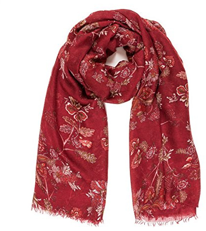 MELIFLUOS DESIGNAD I SPANIN halsduk för kvinnor lätt paisleymode för sommar höst halsdukar sjal wrap, Cordoba Collection 6 – röd blommig, one size