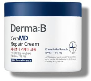 DERMA:B CeraMD Repair Body Cream 430ml, Relief Angereichert Feuchtigkeit Körpercreme, Empfindliche Trockene Haut, Anti-Juckreiz Rötung Feuchtigkeitscreme, Ohne Duft, MLE, Körperpflege, Tagescreme
