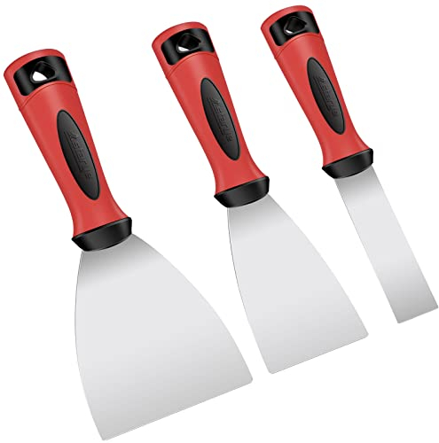 Astarye Juego de 3 espátulas para yesero Juego de espátulas de acero inoxidable Cuchillos de revestimiento Hoja de raspador de pared Decoración 4 cm, 6,5 cm, 10 cm