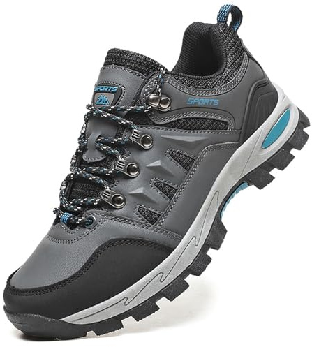 Topwolve Hiking Boots Men's Women's Waterproof Walking Shoes Low Rise Trekking Climbing Shoes Outdoor Backpacking Camping Trails Shoes,Grey,12 UK