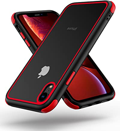 MobNano Compatible with iPhone XR, Ultra Thin Hybrid Case, Soft TPU Shockproof Bumper Anti Scratch Cover for iPhone XR - Black/Red