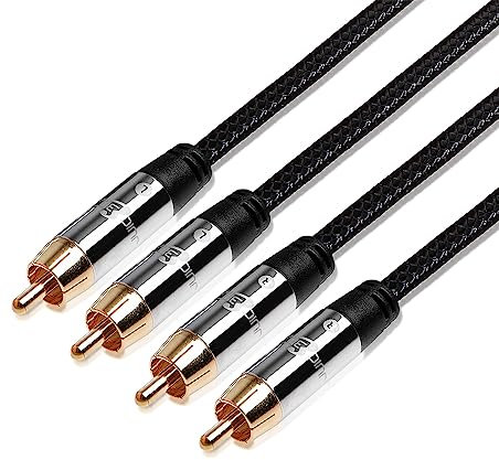 JuicEBitz 3m RCA Male to Male Audio Cable, Double Shielded, Pro Series, Compatible with Amplifier, Turntable, DAB+
