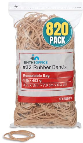 1InTheOffice Rubber Bands Size #32, Wide Rubber Band, Beige, 1 lb. Bag, 820/Pack