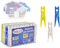 MOLLY Mollette per Bucato 40 Pezzi - Mollette per Stendere i Panni Gialle, Bianche, Blu