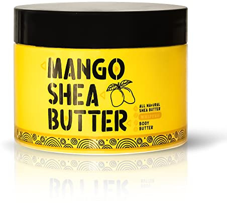 Mango Whipped Shea Body Butter - 10 oz / 300 gr - Effective on Skin, Hair, Body, Face, with Almond Oil, Shea Butter, Vitamin E, for All Skin Types, Natural Ingredients, for Women and Men