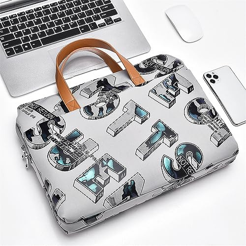Surwin Sacoche pour Ordinateur 13.3/14.1/15.6 Pouces Housse pour Ordinateur Portable Mode Porte-Documents Sac de Transport imperméable Compartiment Multiples avec Poignée (13.3/14.1 Pouces,Gris)