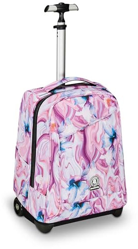 Invicta Trolley Benin, 2 in 1, Schulranzen mit Rollen, Rucksack mit Trolleyfunktion für Schule, Reisen, Mädchen und Jungen, rosa, Rollkoffer, mit Laptopfach und Trinkflaschenfach