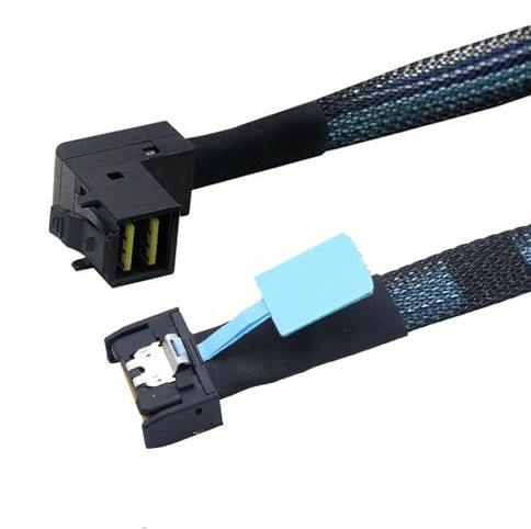Allowish PCIE Slimline SFF-8654 MCIO 4I 4X 38-Pin to 90 degree SAS HD SFF-8643 server adapter Cable Support PCIe Gen5 (0.8m)