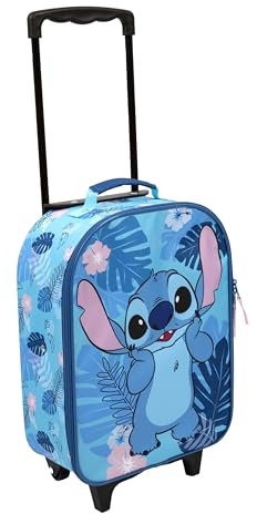 Undercover - Stitch Kinder Trolley - geräumiges Hauptfach - idealer Reisebegleiter - verstellbare und fixierbare Teleskopstange