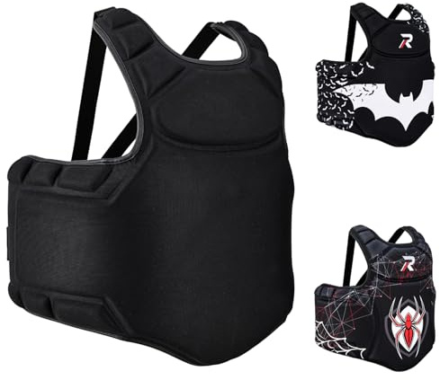 ROAR-INT Youth MMA Chest Guard, Body Protector for Kids, Training Gear (Black)