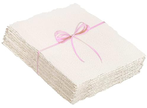 25 feuilles de papier aquarelle en coton, 10,2 x 15,2 cm, 300 g/m², rugueux, texturé, fait à la main, papier blanc texturé avec bord biseauté, pour aquarelle, écriture, calligraphie, peinture