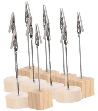 ULTECHNOVO 20 Piezas Portatarjetas de Madera para Bodas Soportes para Números de Mesa Compactos con Base Cuadrada y Cilíndrica para Fotos Notas y Señalización Eventos