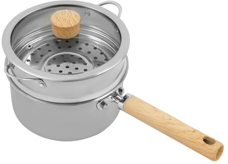 Casserole à vapeur en acier inoxydable, multi-usages, à 2 niveaux, avec panier vapeur transparent et couvercle, pour petites cuisines, bureaux, dortoirs d'étudiants