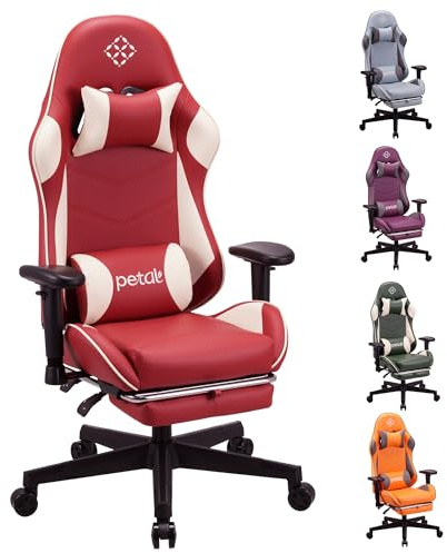 Play haha.Ergonomic reclining seat with footrest adjustable headrest and lumbar cushion high back support padded armrests PU leather finish for gaming home or office use