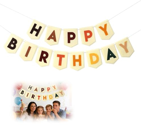 APKOL Happy Birthday Bandierine, Striscioni Buon Compleanno, Buon | Compleanno in Lino con Bandiere, Decorazione DIY Striscione per compleanno Battesimo Feste