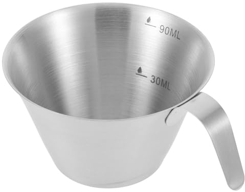 ANDRESLAD Tazza Misurino per Caffè Espresso in Acciaio Inossidabile con Manico Bicchiere Graduato per Uso Domestico e Cucina Pratica e Facile da Pulire