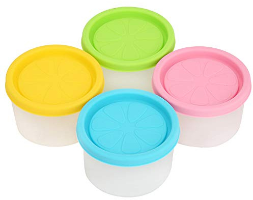 Generic Contenedores de Taza de Almacenamiento de Alimentos para Bebés de Silicona sin BPA de Primera Calidad para Bebés -20 ℃ ~ 220 ℃ para Niños, 4 Piezas Azul, Rosa, Amarillo, Verde para Mamás