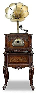 CLSDRZC Skivspelare Musikdosa Skivspelare Retro skivspelare Allt i ett Vintage fonograf nostalgisk grammofon