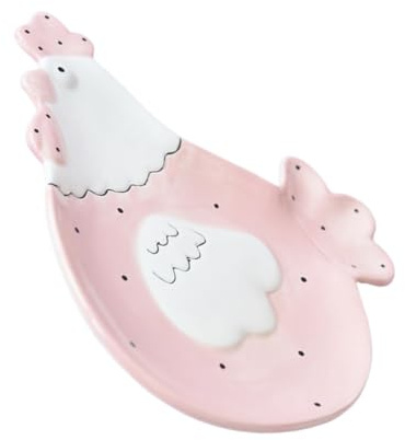 TOYANDONA Vassoio da Dessert in Ceramica Rosa a Forma di Gallina, Piatto per Biscotti e Pane, Resistente e Spesso, Adatto per Cucina, Ristoranti e Picnic