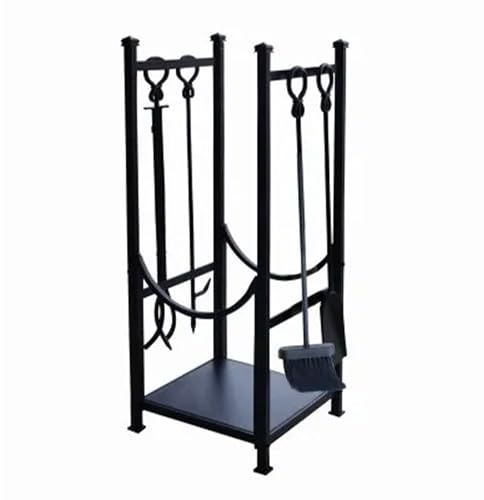 Panacea 15234 Log Bin and Fireplace Tool Set with 4 Tools, Black