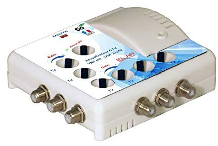 Elap 372016 Amplificateur TV TNT Intérieur - 6 Sorties - Filtre 4G Blanc 372016
