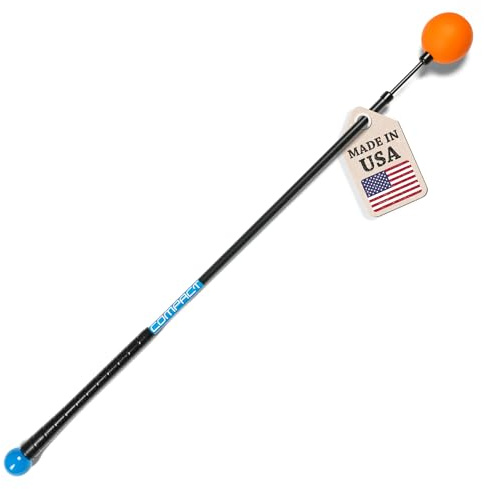 Orange Whip Compact Golf Swing Trainer Aid for Improved Rhythm, Flexibility, Balance, Tempo, Swing Plane, and Strength, Patented and Made in USA, 35.5