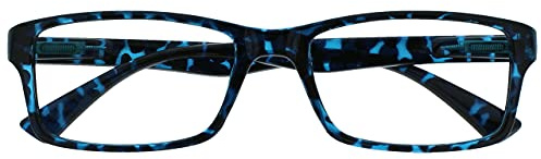 OPULIZE PEP Reading Glasses for Women Men, Large Rectangular Designer Frame with Spring Hinges, Scratch Resistant, Blue +1.5 (Pack of 1)