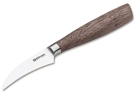 BÖKER SOLINGEN® Core rundes Profi Schälmesser mit Holzgriff - gebogene Edelstahl-Klinge 7 cm - Paring Knife - geschmiedetes Tourniermesser rostfrei, Braun