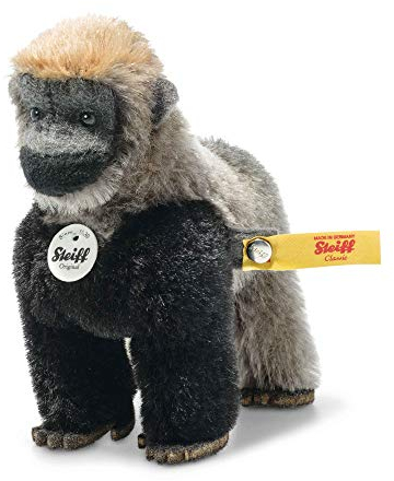 Steiff 033582 Kuscheltier Gorilla Boogie grau schwarz 11 cm National Geographic inkl. Box Plüschtier Stofftier Baby Kinder Spielzeug Mohair
