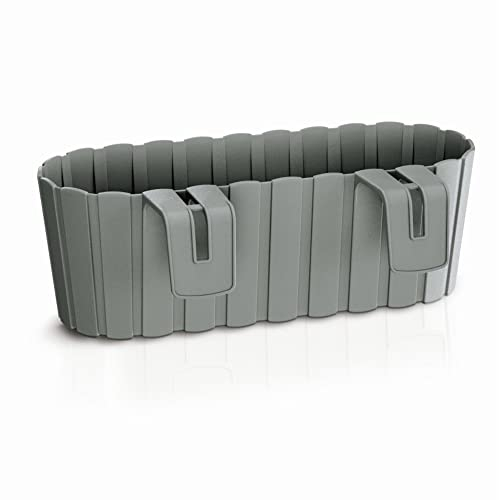 Prosperplast Boardee Hook Flower Box Balcony Flower Pot Planter 4.9 L 383 x 212 x 130 mm Grey
