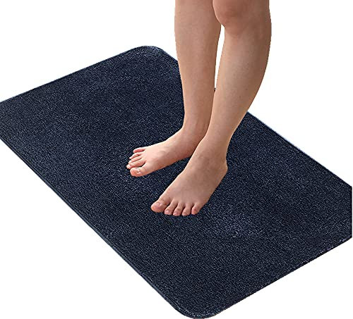 LiGG LiGG Badematte Anti Rutsch Badezimmerteppich Absorbent Badteppich Einfarbige Farbe Badvorleger Badematten Fußmatte (60 x 90 cm, Marineblau)