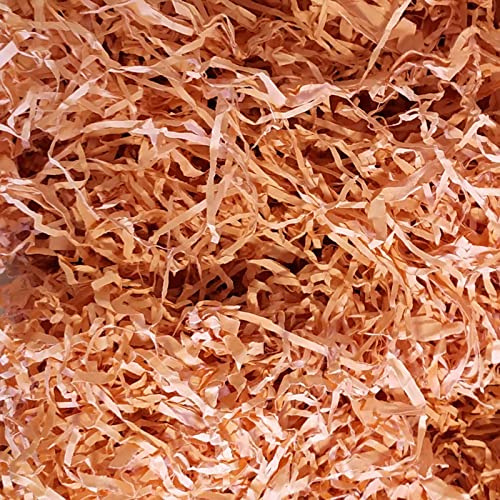 Virutas de papel para relleno de regalos 500 gramos en color naranja, ideal papa rellenar cajas y cestas para presentación y proteccion de regalos, papel triturado kraft (NARANJA-500 GR)