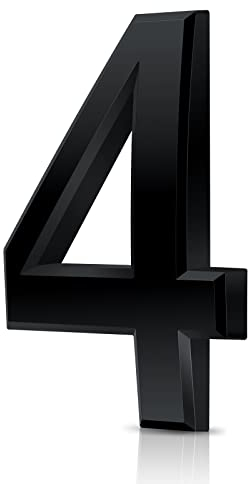 Vicloon Mailbox Numbers Self Adhesive, 3 Inches 3D Mailbox Numbers Waterproof, Door Numbers House Numbers Street Number Stickers for House Mailbox Apartment Hotel Courtyard Cafe Black(4)
