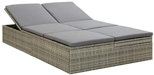 Tidyard Convertible Sun Lounger with Cushion Backrest Adjustable Sun Bed Poly Rattan for Pool, Patio, Balcony, Garden, Outdoor Furniture 78.7 x 47.6 x (12-26.6) Inches (W x D x H)