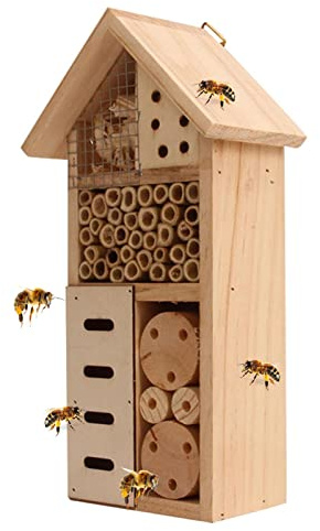 Maison d'insectes en Bois et hôtel,Papillons en Bois Naturel Bee Hotel | Habitat Suspendu extérieur pour coccinelles Papillon Abeille en Direct, boîte à Abeilles Pekoluta