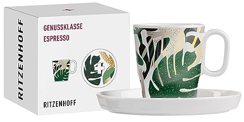 Ritzenhoff 3721004 Tasse à expresso 95 ml - série Genussklasse n° 4 - set avec soucoupe, en porcelaine - pièce de designer