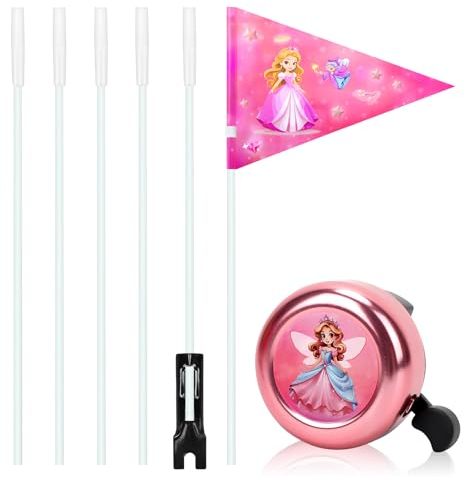2 Stück Sicherheitswimpel Kinderfahrrad Prinzessin Fahrradklingel Kinder Fahrradwimpel Reflektierend Fahrradfahne für Kinderfahrrad Zubehör Mädchen
