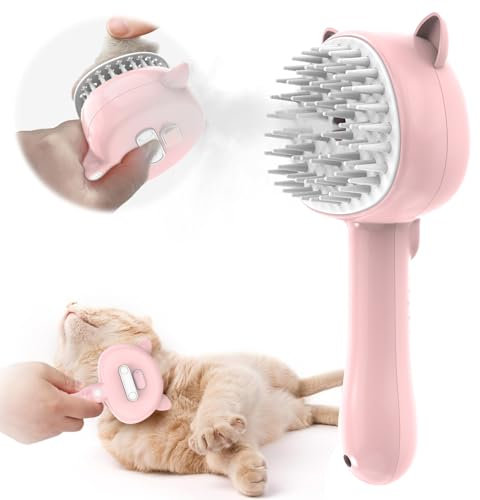Katzenbürste Mit Dampf, 4 in 1 Dampfbürste Katze, Multifunktionale Katzen Bürste, Katzen Dampfbürste für Massage, Pflege Und Haarentfernung Tierhaarbürste Dampfbürste Mit Wassertank Dampfbürste Katze