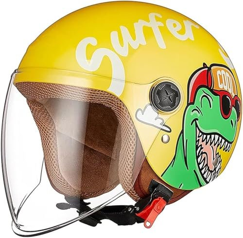 Rollerhelm, Jethelm mit Sonnenschutz, Motorradhelm, offener Motorradhelm für Kinder, Jungen und Mädchen, 48–55 cm für Kinder, ECE-Zertifizierung A,48-55CM