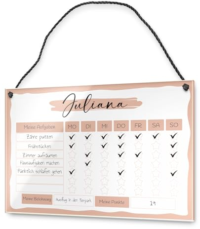 Belohnungstafel personalisiert mit Namen - Wochenplaner Belohnungssystem - Morgen- oder Abendroutine Kinder Plan für Mädchen & Jungen - Belohnungssystem Grundschule & Aufgabentafel - Punktetafel
