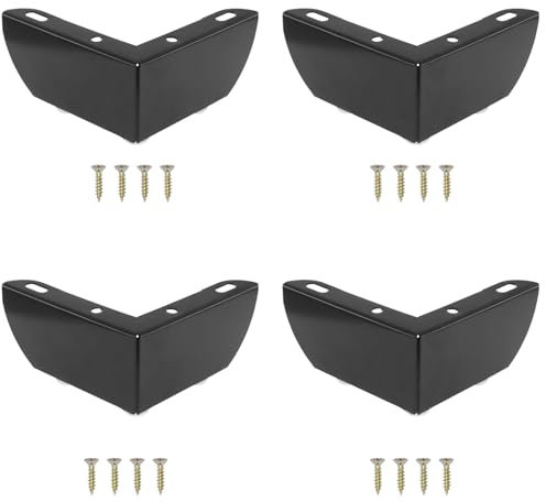 GVSS 4 piezas patas de muebles triangulares 5 cm negro, patas de mueble pequeño, patas de ángulo para sofá, patas de mesa, metal, patas para sofá, mesas, sillas, aparadores, muebles de TV, con 16
