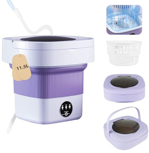 11.5L Portable Washing Machine with Spin Dryer Weighs 1.8kg, 2 in 1 Small Folding Washing Machine for Underwear, Sock, Baby Clothes, Travel, Camping, RV, Dorm