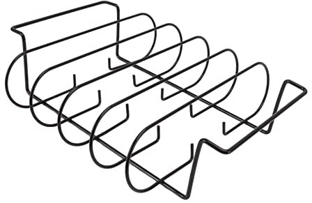 Pilipane Rippenregal Eisenbratenständer Premium Langable Rippenrauchen Grillregal für BBQ -Zubehör im Freien halten bis zu 4 Rippen Eisenmaterial 32x16x8cm