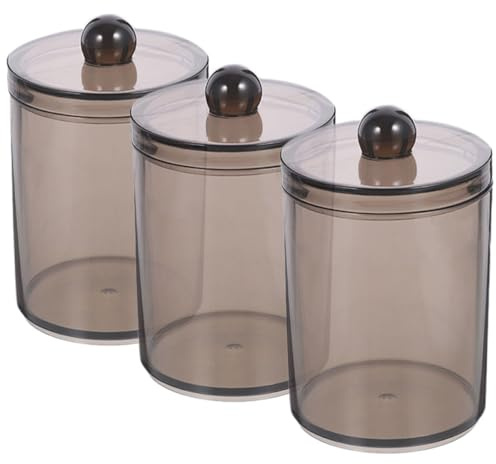 RORPOIR Set 3 Contenitori Porta Cotton Fioc Trasparente Nero con Coperchio, Dispenser e Custodia per Bagno, Scatole Compatte per Organizzare Dischetti di Cotone, Stuzzicadenti e Piccoli