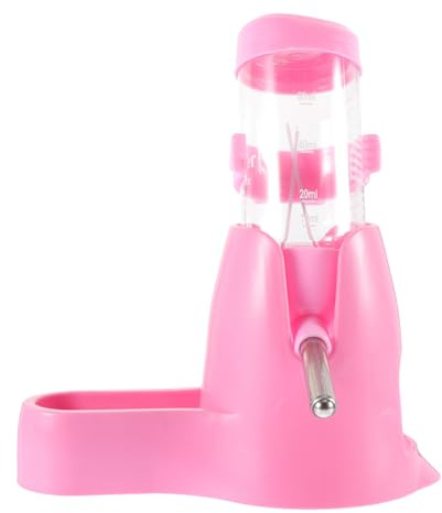 VALICLUD Botella de Agua Adecuado para Alimentación de Mascotas con Soporte de 80ml para Hámster Comedero de Plástico Rosa para Pequeños Animales Cuando No Estás en Casa